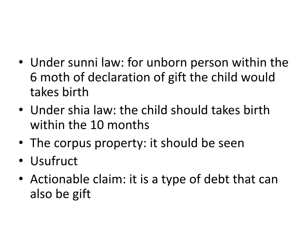 under sunni law for unborn person within