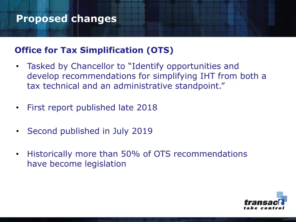 proposed changes