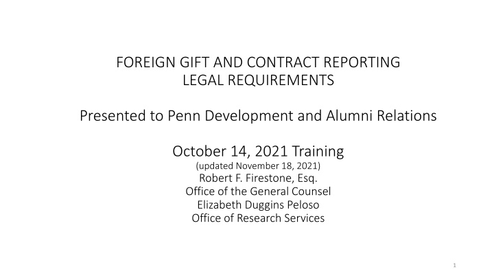 foreign gift and contract reporting legal