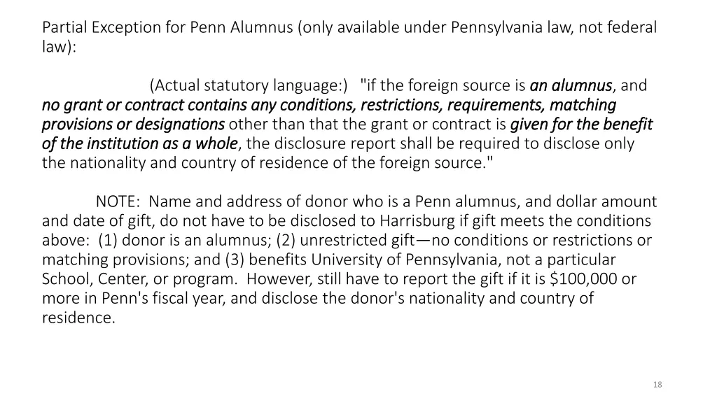 partial exception for penn alumnus only available