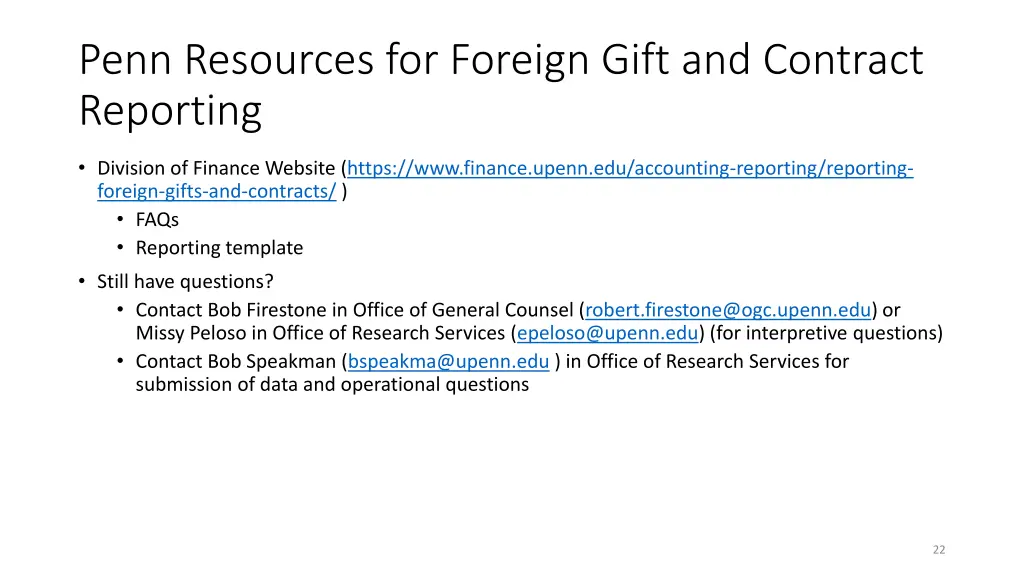 penn resources for foreign gift and contract