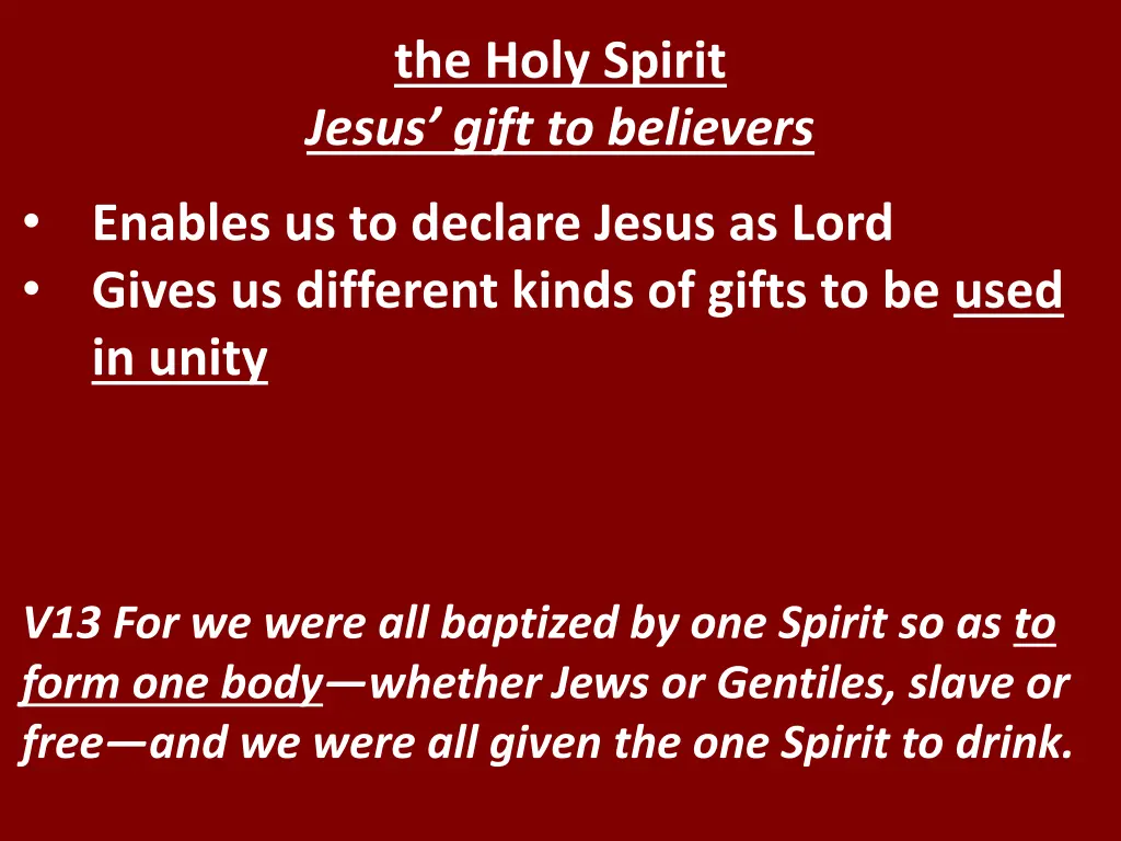 the holy spirit jesus gift to believers 10