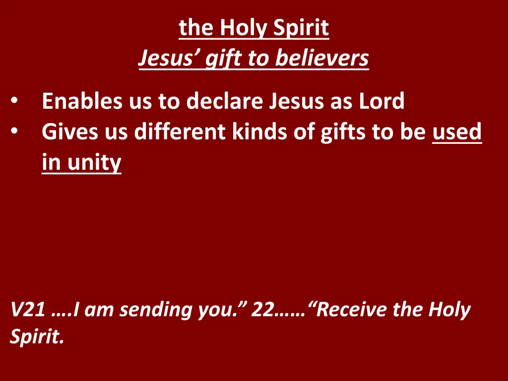 the holy spirit jesus gift to believers 11