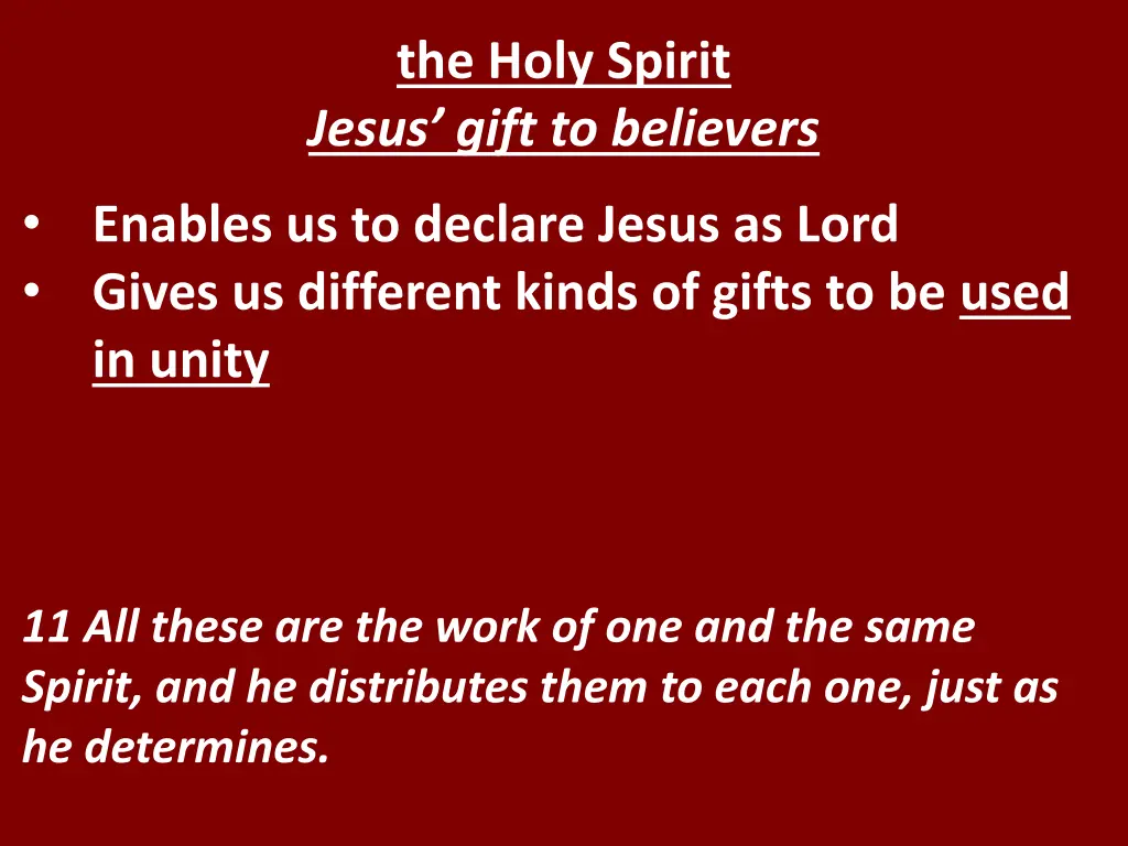 the holy spirit jesus gift to believers 8