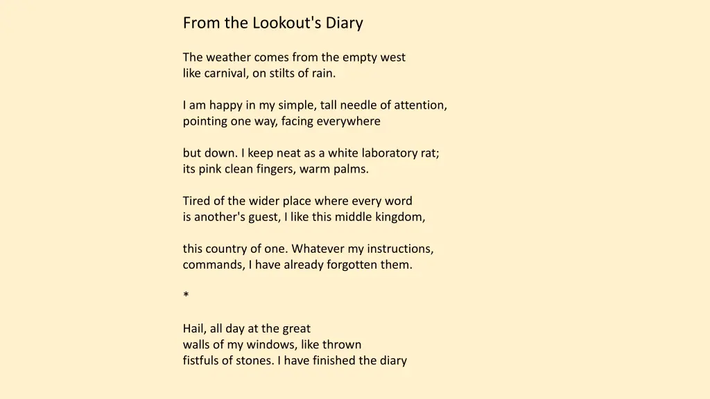 from the lookout s diary