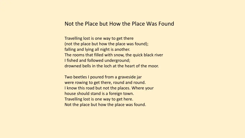 not the place but how the place was found