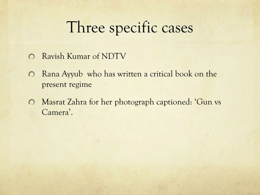 three specific cases