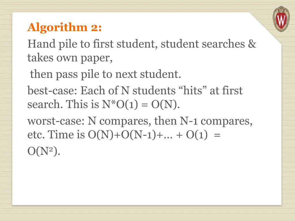 algorithm 2 hand pile to first student student