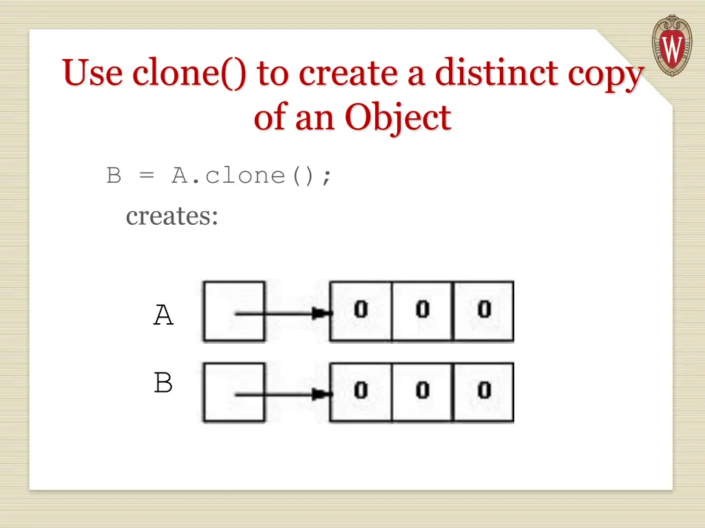 use clone to create a distinct copy of an object