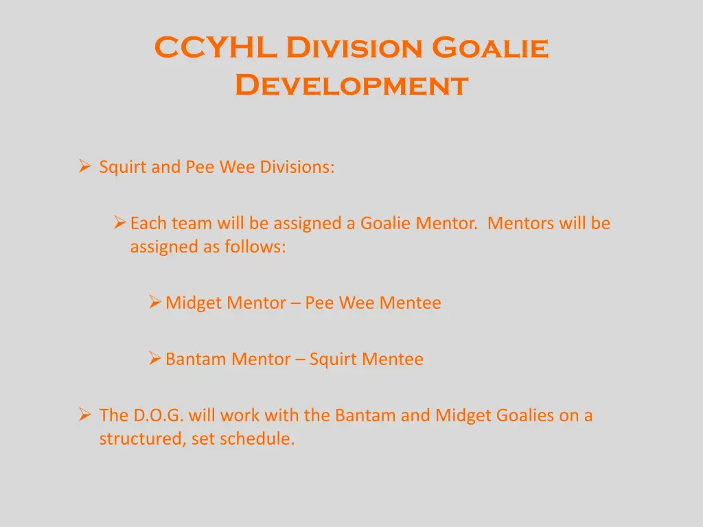 ccyhl division goalie development