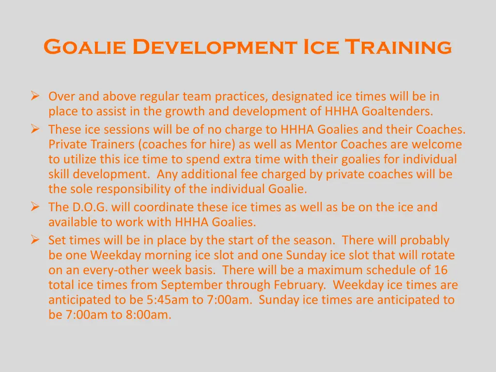 goalie development ice training