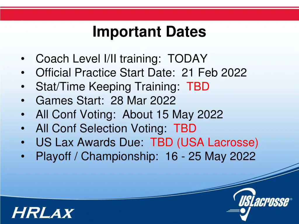 important dates