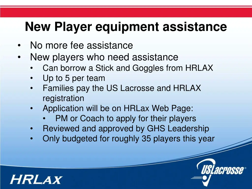 new player equipment assistance