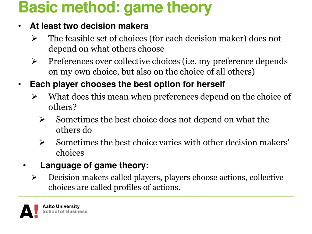 basic method game theory