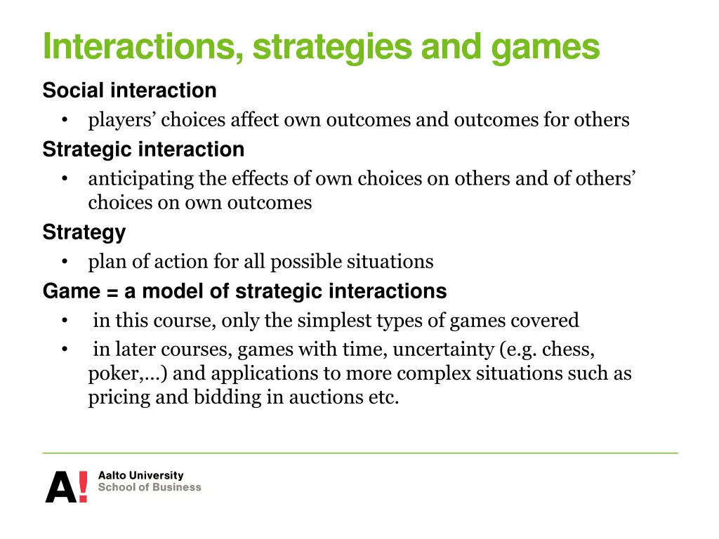 interactions strategies and games