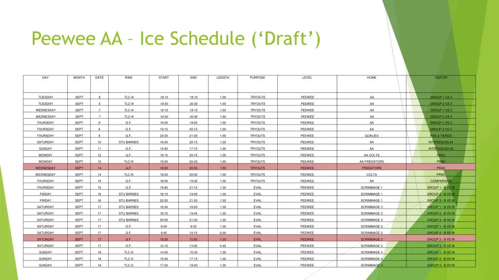 peewee aa ice schedule draft