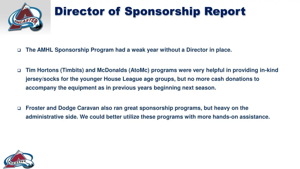 director of sponsorship report