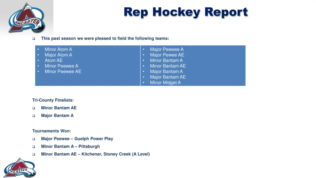 rep hockey report