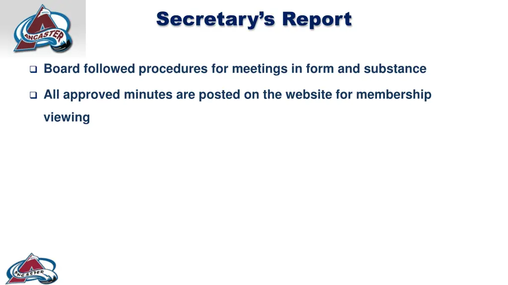 secretary s report