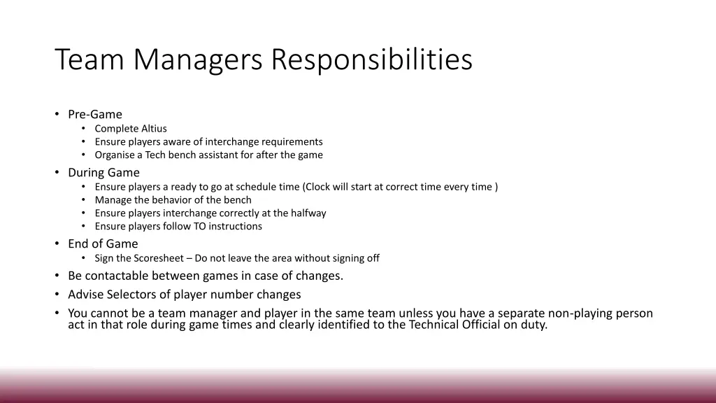 team managers responsibilities