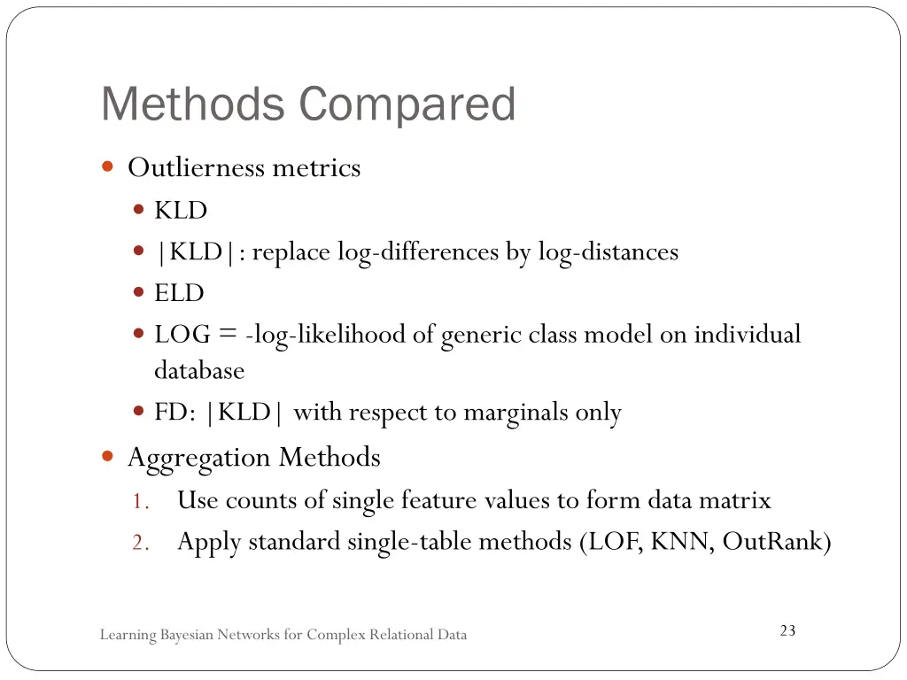 methods compared