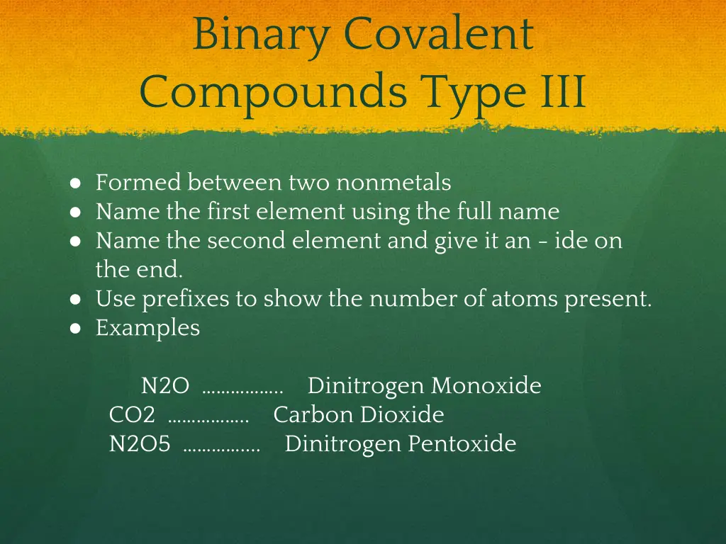 binary covalent compounds type iii