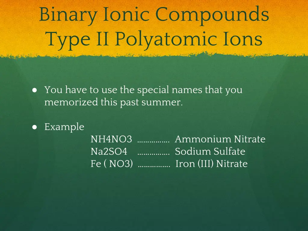 binary ionic compounds type ii polyatomic ions