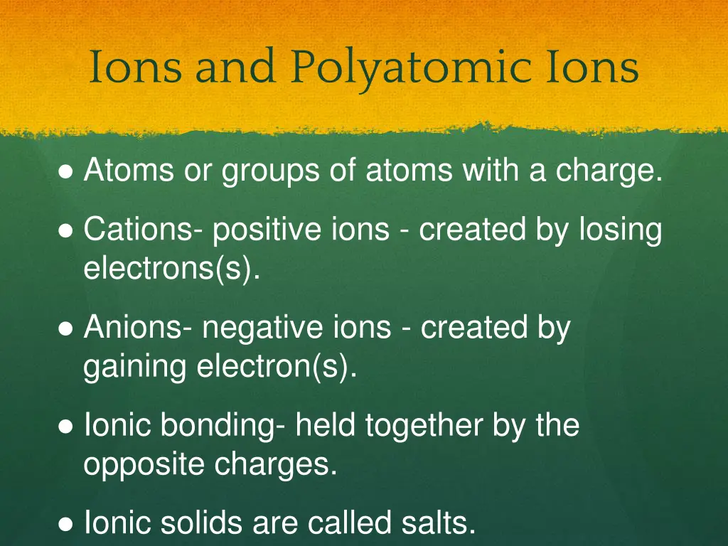 ions and polyatomic ions