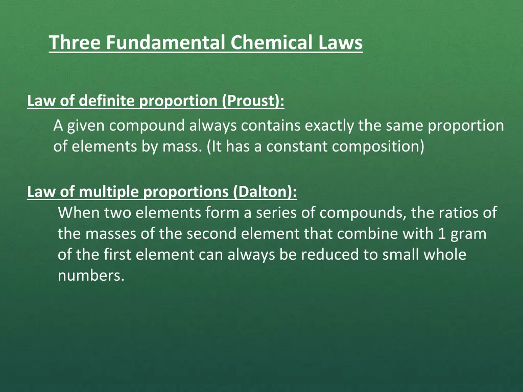 three fundamental chemical laws