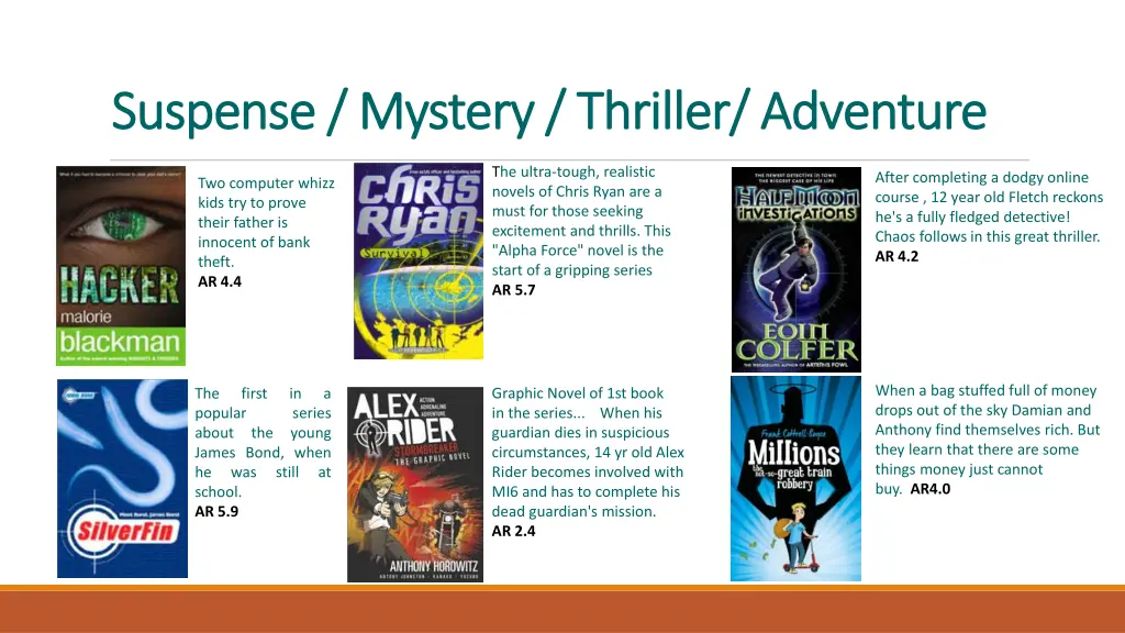 suspense mystery thriller adventure suspense