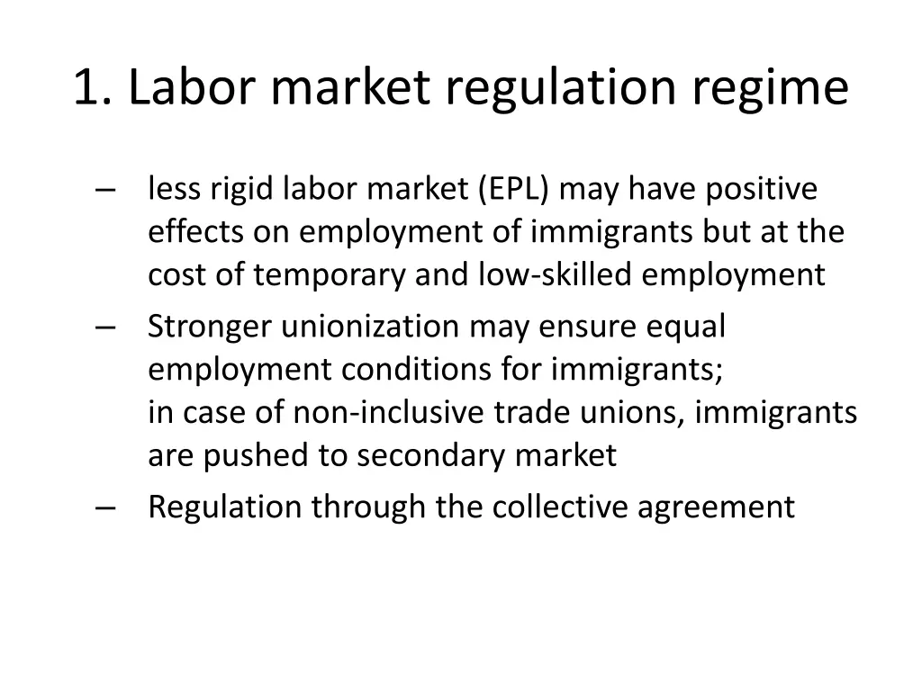 1 labor market regulation regime