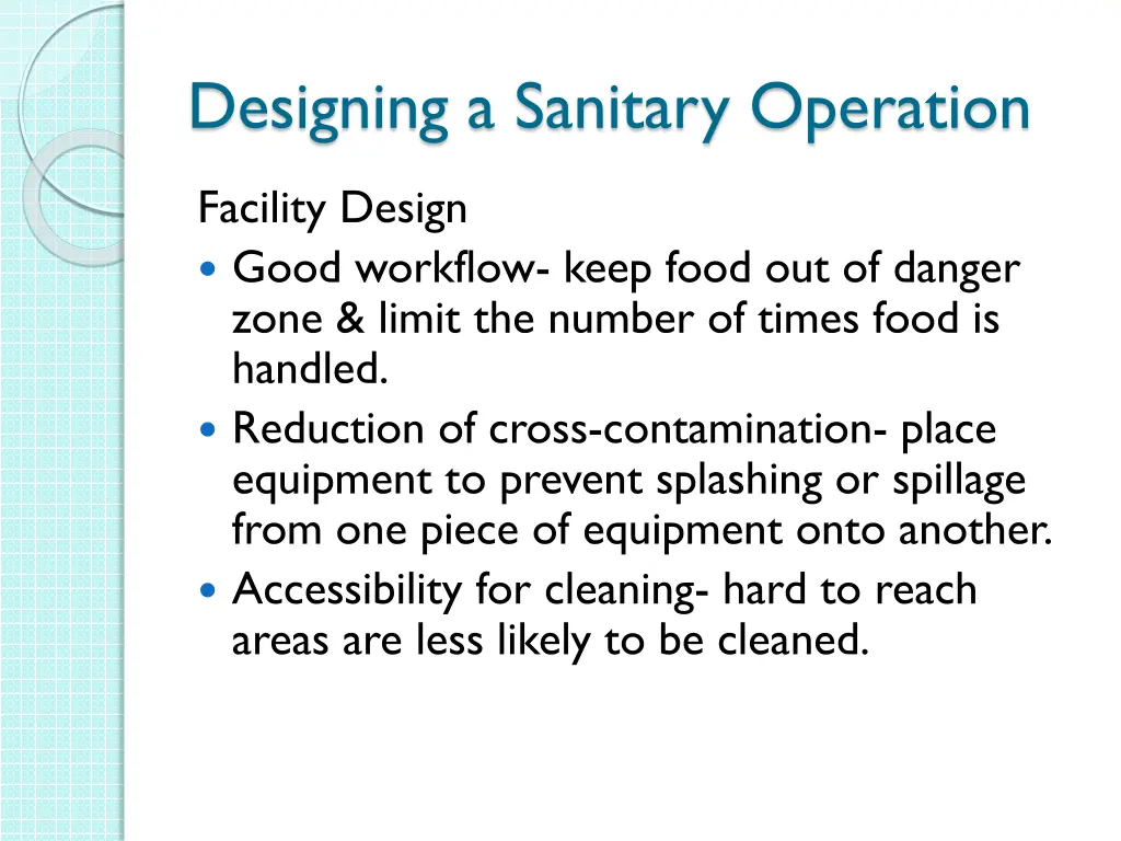 designing a sanitary operation