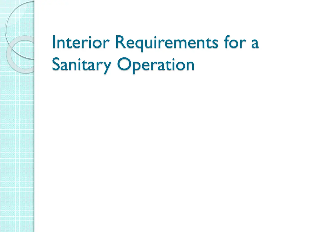 interior requirements for a sanitary operation