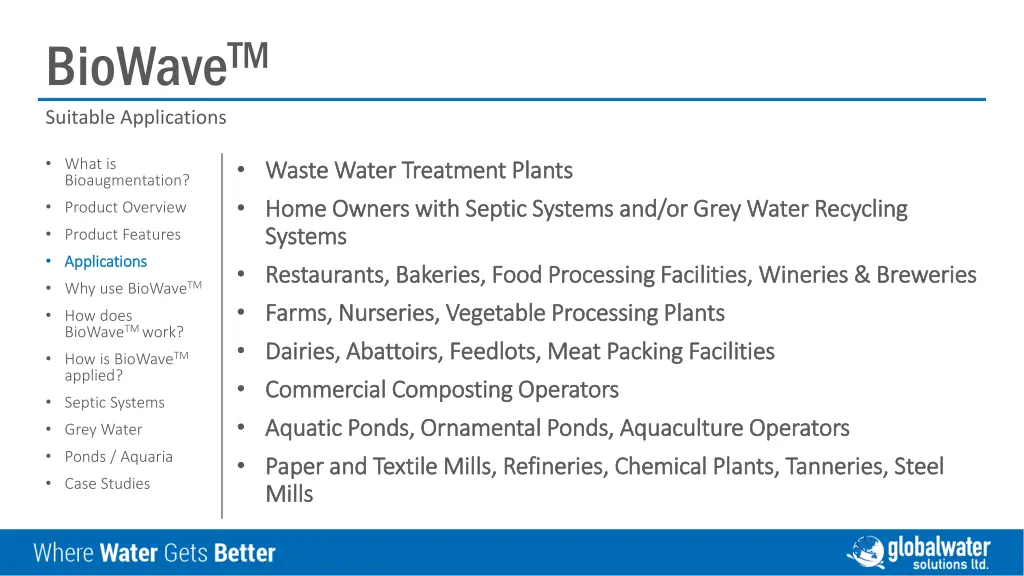 biowave tm suitable applications