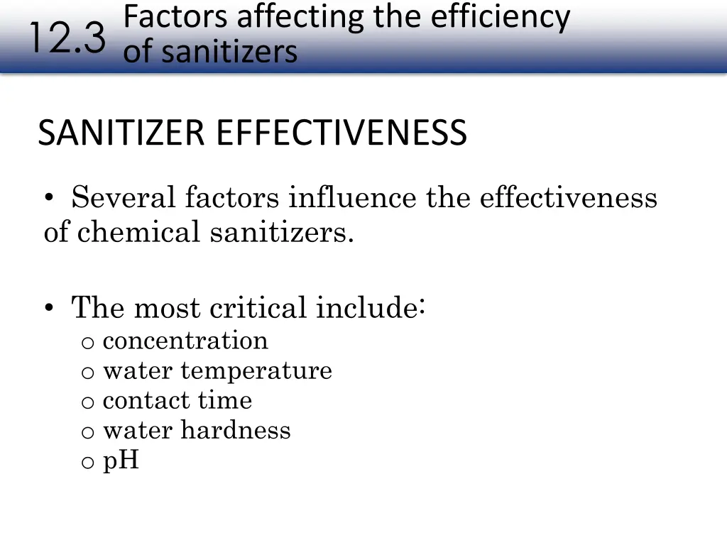 factors affecting the efficiency of sanitizers