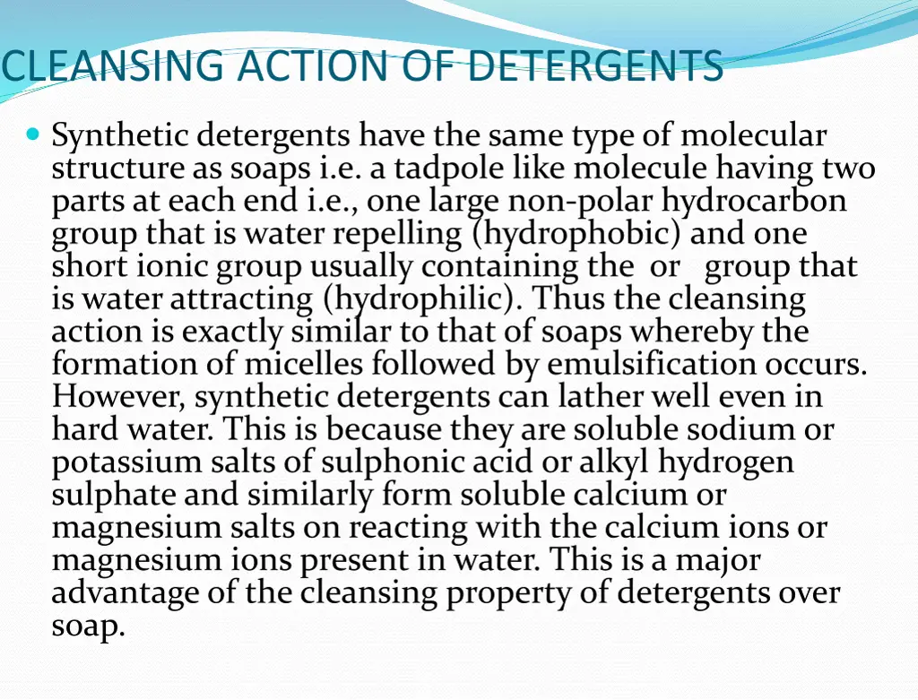 cleansing action of detergents