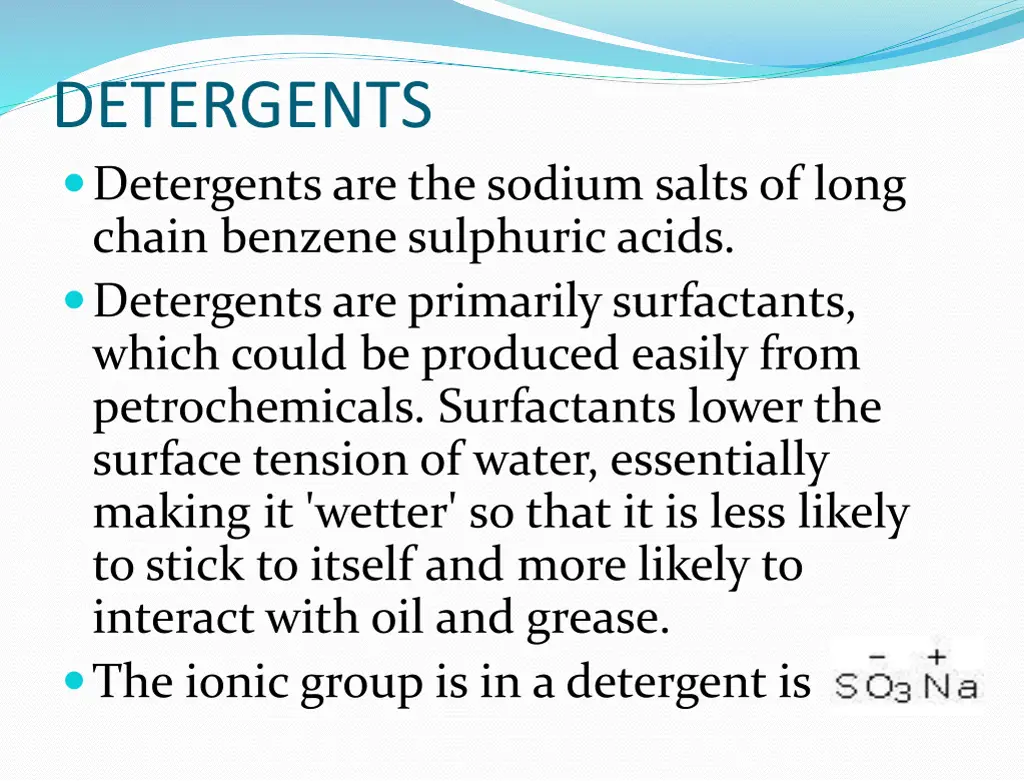 detergents detergents are the sodium salts