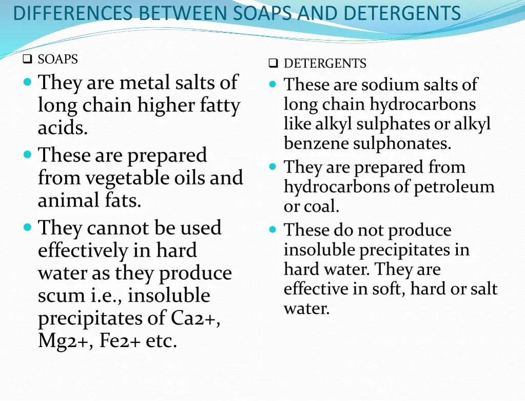 differences between soaps and detergents