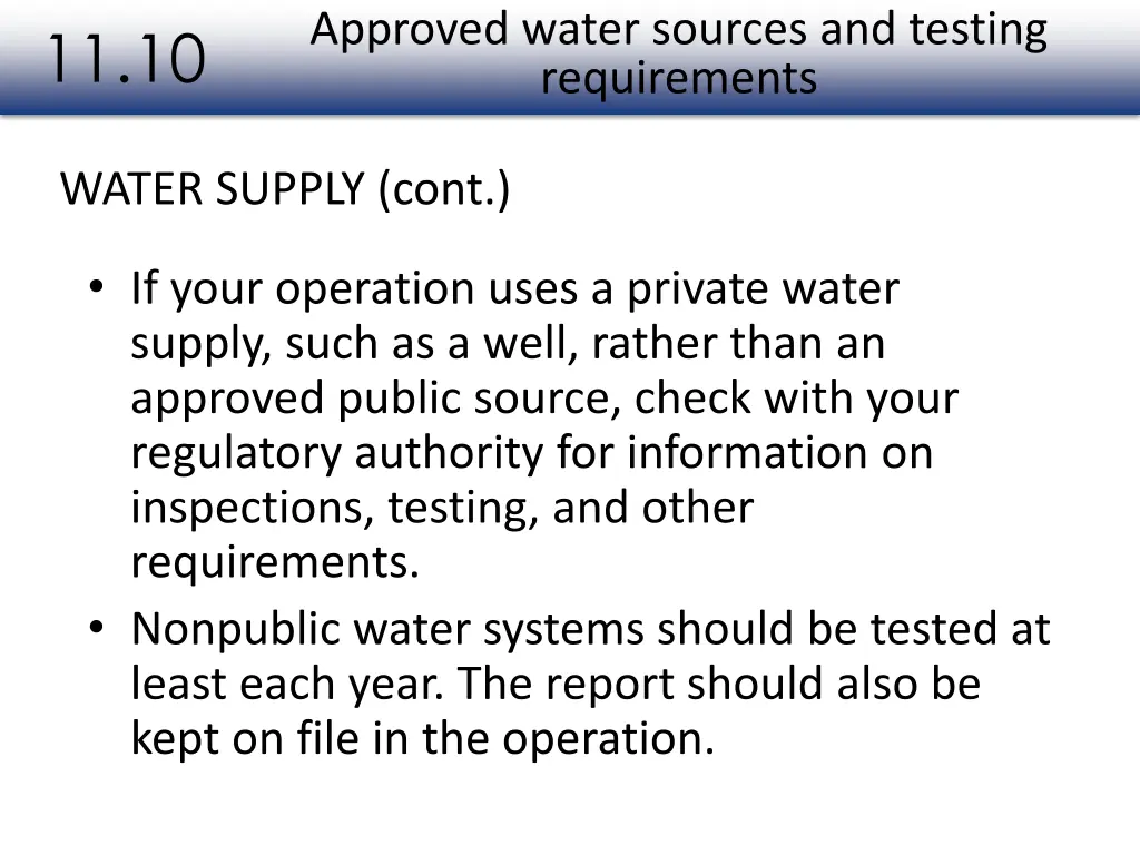 approved water sources and testing requirements 1