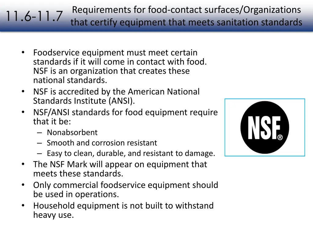 requirements for food contact surfaces