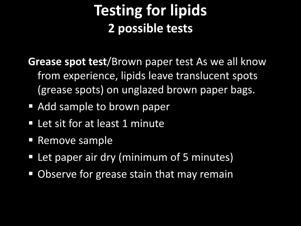 testing for lipids 2 possible tests