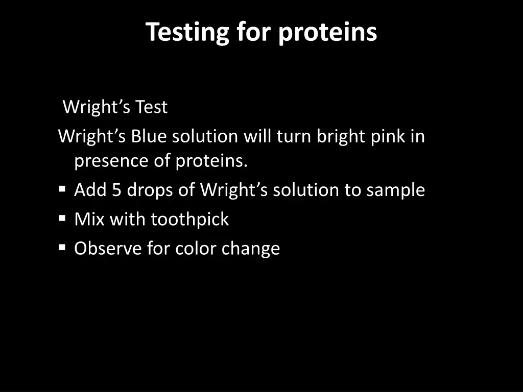 testing for proteins