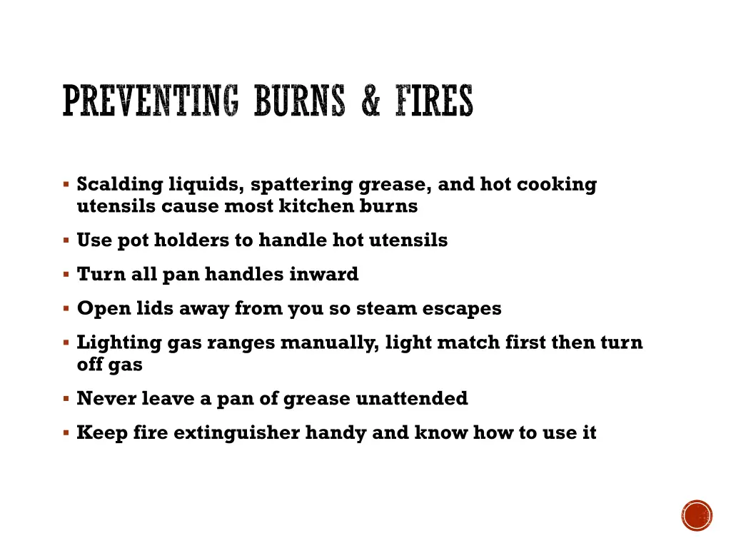 preventing burns fires