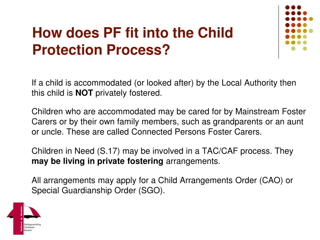 how does pf fit into the child protection process