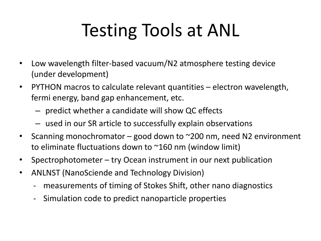 testing tools at anl