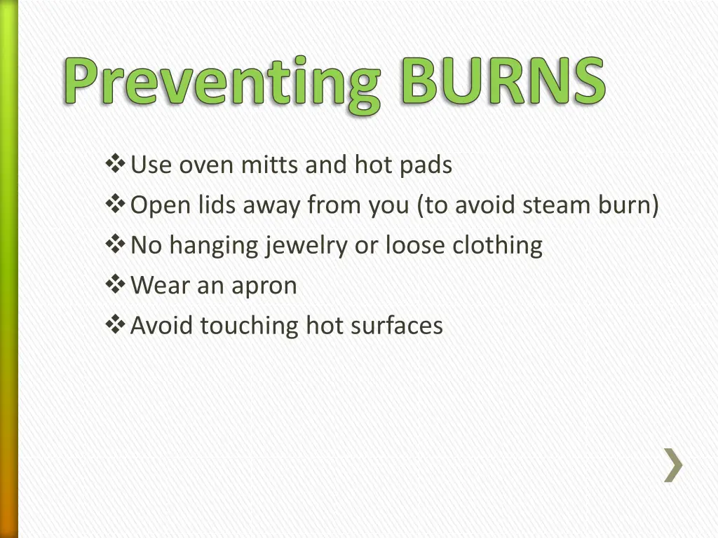 preventing burns