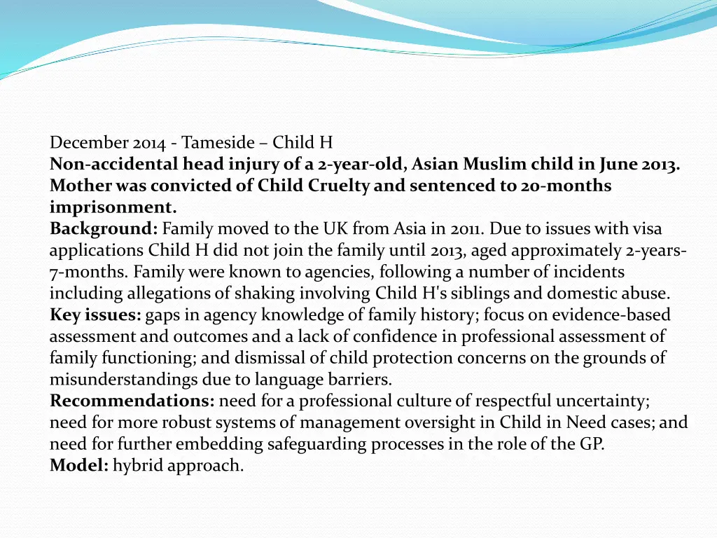 december 2014 tameside child h non accidental