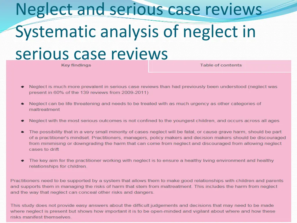 neglect and serious case reviews systematic