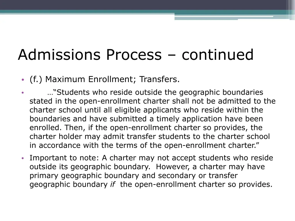 admissions process continued 2