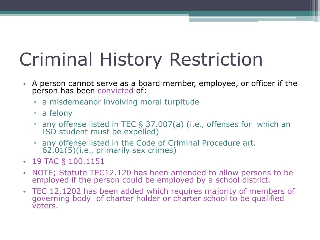 criminal history restriction